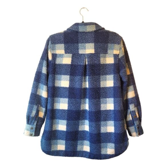 Soft Surroundings Blue and White Teddy Sherpa Shacket - Picture 2 of 5